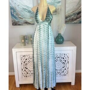 Modern Vintage Boutique Tie Dye Halter Maxi Dress Size Small
